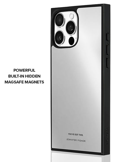 FLAUNT x Jennifer Fisher - SQUARE Silver Metallic Mirror iPhone Case #iPhone 16 Pro Max + MagSafe,iPhone 16 Pro + MagSafe