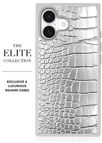 ["SQUARE", "Chromed", "Silver", "Faux", "Croc", "iPhone", "Case", "#iPhone", "17", "+", "MagSafe"]