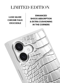 ["SQUARE", "Chromed", "Silver", "Faux", "Croc", "iPhone", "Case", "#iPhone", "17", "+", "MagSafe"]