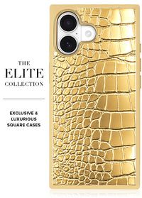 ["Gilded", "Gold", "Faux", "Croc", "Elegance", "SQUARE", "iPhone", "Case", "#iPhone", "17", "+", "MagSafe"]