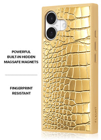 ["Gilded", "Gold", "Faux", "Croc", "Elegance", "SQUARE", "iPhone", "Case", "#iPhone", "17", "+", "MagSafe"]