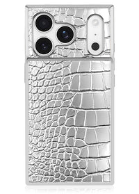 ["SQUARE", "Chromed", "Silver", "Faux", "Croc", "iPhone", "Case", "#iPhone", "17", "Pro", "+", "MagSafe"]