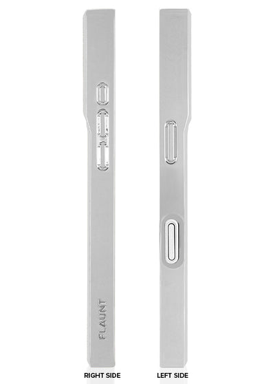 SQUARE Chromed Silver Faux Croc iPhone Case #iPhone 17 Pro + MagSafe