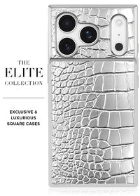 ["SQUARE", "Chromed", "Silver", "Faux", "Croc", "iPhone", "Case", "#iPhone", "17", "Pro", "+", "MagSafe"]