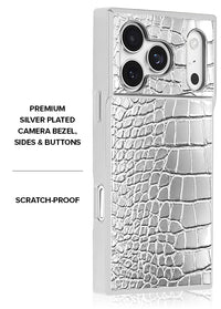 ["SQUARE", "Chromed", "Silver", "Faux", "Croc", "iPhone", "Case", "#iPhone", "17", "Pro", "+", "MagSafe"]