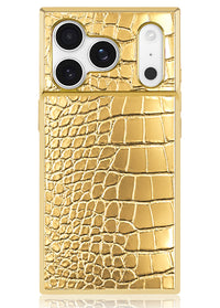 ["Gilded", "Gold", "Faux", "Croc", "Elegance", "SQUARE", "iPhone", "Case", "#iPhone", "17", "Pro", "+", "MagSafe"]