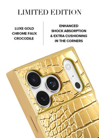 ["Gilded", "Gold", "Faux", "Croc", "Elegance", "SQUARE", "iPhone", "Case", "#iPhone", "17", "Pro", "+", "MagSafe"]