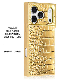 ["Gilded", "Gold", "Faux", "Croc", "Elegance", "SQUARE", "iPhone", "Case", "#iPhone", "17", "Pro", "+", "MagSafe"]