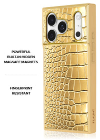["Gilded", "Gold", "Faux", "Croc", "Elegance", "SQUARE", "iPhone", "Case", "#iPhone", "17", "Pro", "+", "MagSafe"]