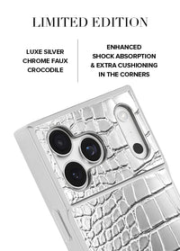 ["SQUARE", "Chromed", "Silver", "Faux", "Croc", "iPhone", "Case", "#iPhone", "17", "Pro", "Max", "+", "MagSafe"]
