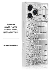 ["SQUARE", "Chromed", "Silver", "Faux", "Croc", "iPhone", "Case", "#iPhone", "17", "Pro", "Max", "+", "MagSafe"]