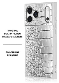 ["SQUARE", "Chromed", "Silver", "Faux", "Croc", "iPhone", "Case", "#iPhone", "17", "Pro", "Max", "+", "MagSafe"]