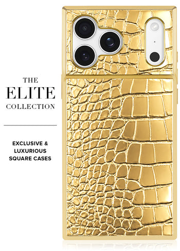 Elite Collection - SQUARE® Gilded Gold Faux Croc iPhone Case