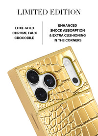 ["Gilded", "Gold", "Faux", "Croc", "Elegance", "SQUARE", "iPhone", "Case", "#iPhone", "17", "Pro", "Max", "+", "MagSafe"]