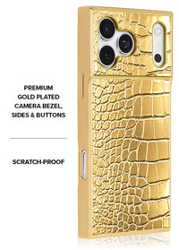 ["Gilded", "Gold", "Faux", "Croc", "Elegance", "SQUARE", "iPhone", "Case", "#iPhone", "17", "Pro", "Max", "+", "MagSafe"]