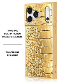 ["Gilded", "Gold", "Faux", "Croc", "Elegance", "SQUARE", "iPhone", "Case", "#iPhone", "17", "Pro", "Max", "+", "MagSafe"]