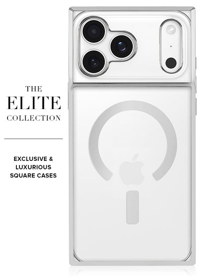Gilded Crystal Clear Silver SQUARE iPhone Case #iPhone 18 Pro Max + MagSafe,iPhone 18 Pro + MagSafe