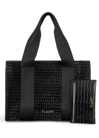 ["Black", "Crocodile", "Faux", "Leather", "Everyday", "Tote", "Bag"]