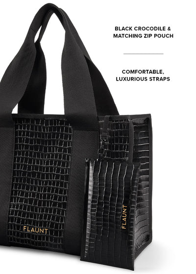 Black Crocodile Everyday Tote Bag