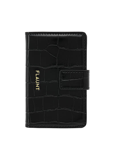 Black Crocodile Faux Leather MagSafe Wallet
