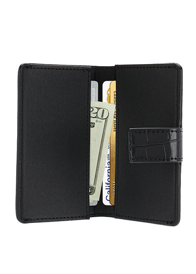 Black Crocodile Faux Leather MagSafe Wallet