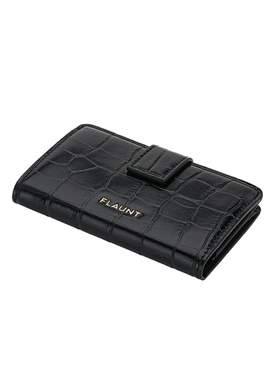 Black Crocodile Faux Leather MagSafe Wallet