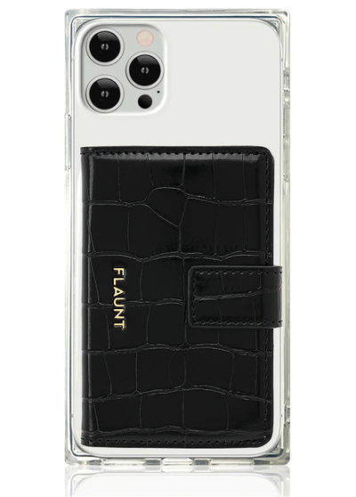 Black Crocodile Faux Leather MagSafe Wallet