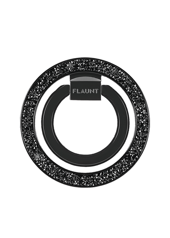 Black Crystal Elegance Premium Metallic MagSafe Phone Ring Stand (Works with MagSafe Cases Only)
