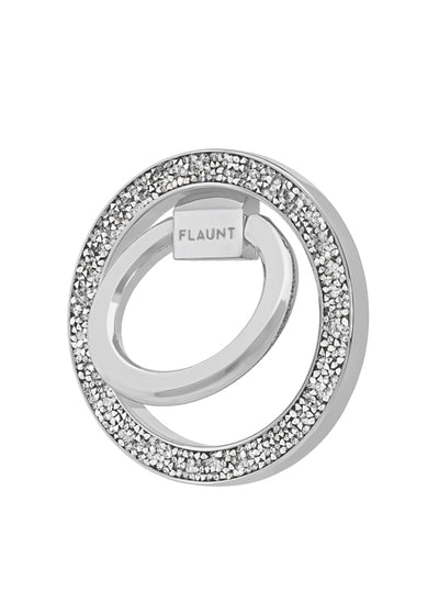 Silver Crystal Elegance Premium Metallic MagSafe Phone Ring Stand