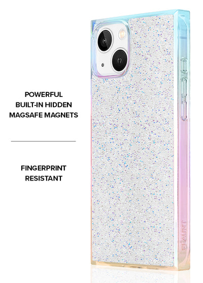 Iridescent Crystal Elegance SQUARE iPhone Case #iPhone 16e/14/13 + MagSafe,iPhone 16e/15/14/13 + MagSafe