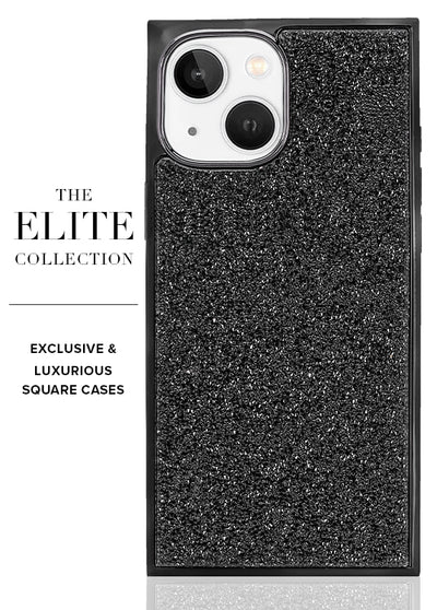 Black Crystal Elegance SQUARE iPhone Case #iPhone 15 + MagSafe,iPhone 15 Plus + MagSafe,iPhone 16e/14/13 + MagSafe