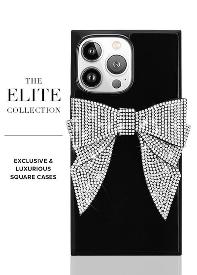 Black Velvet Bow Brilliance SQUARE iPhone Case #iPhone 15 Pro Max,iPhone 15 Pro,iPhone 14 Pro Max,iPhone 14 Pro,iPhone 13 Pro Max