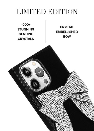 Black Velvet Bow Brilliance SQUARE iPhone Case #iPhone 15 Pro Max,iPhone 15 Pro,iPhone 14 Pro Max,iPhone 14 Pro,iPhone 13 Pro Max