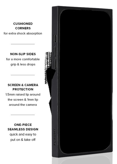 Black Velvet Bow Brilliance SQUARE iPhone Case #iPhone 15 Pro Max,iPhone 15 Pro,iPhone 14 Pro Max,iPhone 14 Pro,iPhone 13 Pro Max