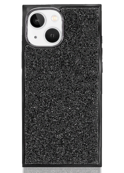 Black Crystal Elegance SQUARE iPhone Case #iPhone 15 + MagSafe,iPhone 15 Plus + MagSafe,iPhone 16e/14/13 + MagSafe