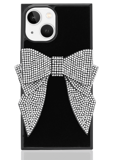 Black Velvet Bow Brilliance SQUARE iPhone Case #iPhone 16e/14/13,iPhone 15,iPhone 15 Plus