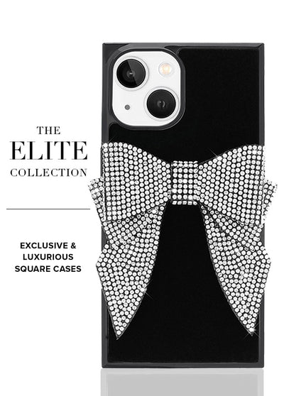Black Velvet Bow Brilliance SQUARE iPhone Case #iPhone 16e/14/13,iPhone 15,iPhone 15 Plus