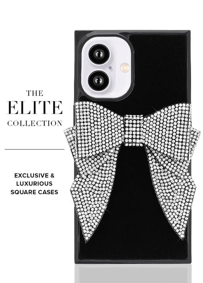 Black Velvet Bow Brilliance SQUARE iPhone Case #iPhone 16 Plus,iPhone 16