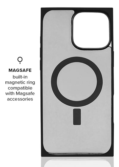 Black Crystal Elegance SQUARE iPhone Case #iPhone 16 Pro Max + MagSafe,iPhone 16 Pro + MagSafe