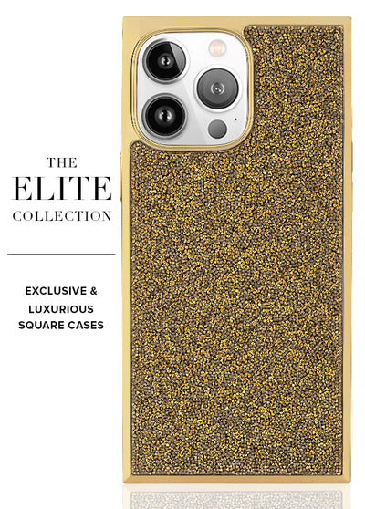 Gold Crystal Elegance SQUARE iPhone Case #iPhone 16 Pro Max + MagSafe,iPhone 16 Pro + MagSafe