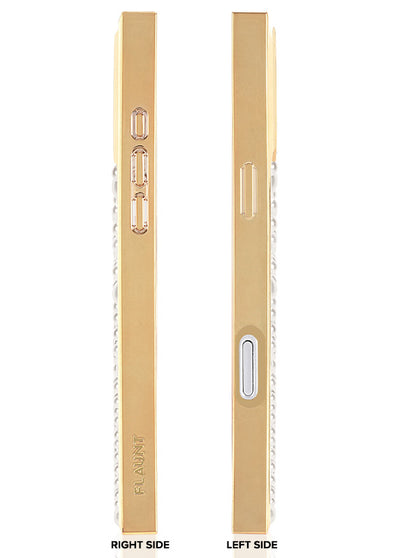 Gold Metallic Embellished Pearl SQUARE Phone Case #iPhone 16 Pro Max,iPhone 16 Pro