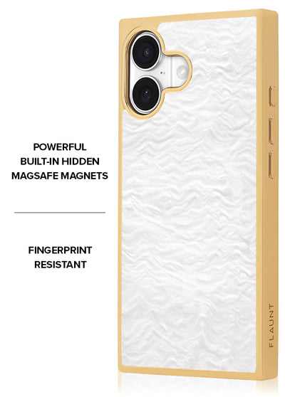 Gilded Pearl Elegance SQUARE iPhone Case #iPhone 17 + MagSafe