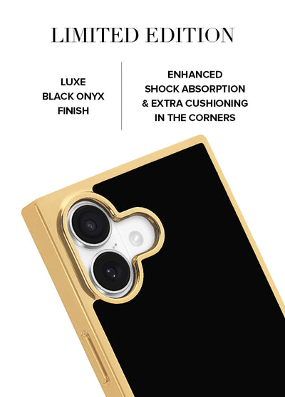 Gilded Onyx Elegance SQUARE iPhone Case #iPhone 17 + MagSafe