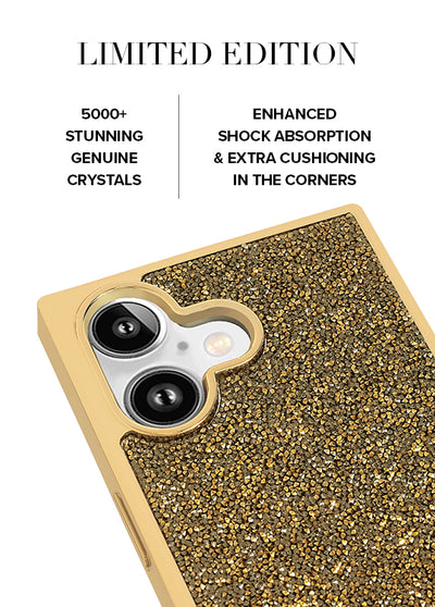 Gold Crystal Elegance SQUARE iPhone Case #iPhone 17 + MagSafe