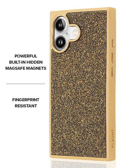 Gold Crystal Elegance SQUARE iPhone Case #iPhone 17 + MagSafe