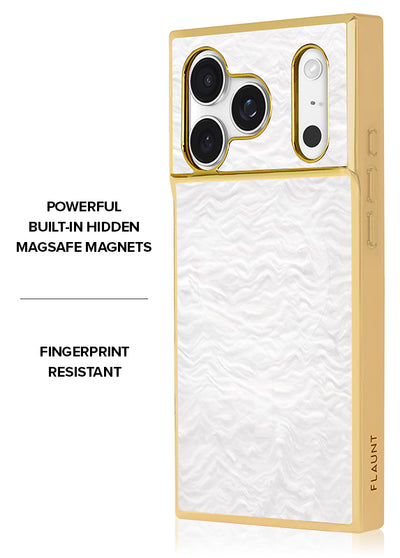 Gilded Pearl Elegance SQUARE iPhone Case #iPhone 17 Pro + MagSafe