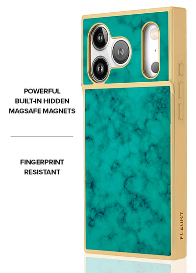 Gilded Turquoise SQUARE iPhone Case #iPhone 17 Pro + MagSafe