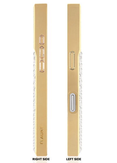 Gold Metallic Embellished Pearl SQUARE Phone Case #iPhone 17 Pro