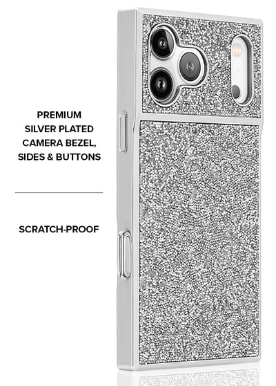 SQUARE® Silver Crystal Elegance iPhone Case #iPhone 17 Pro + MagSafe,iPhone 17 Pro Max + MagSafe