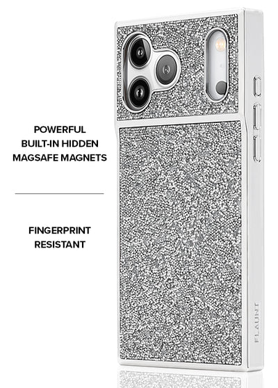 SQUARE® Silver Crystal Elegance iPhone Case #iPhone 17 Pro + MagSafe,iPhone 17 Pro Max + MagSafe